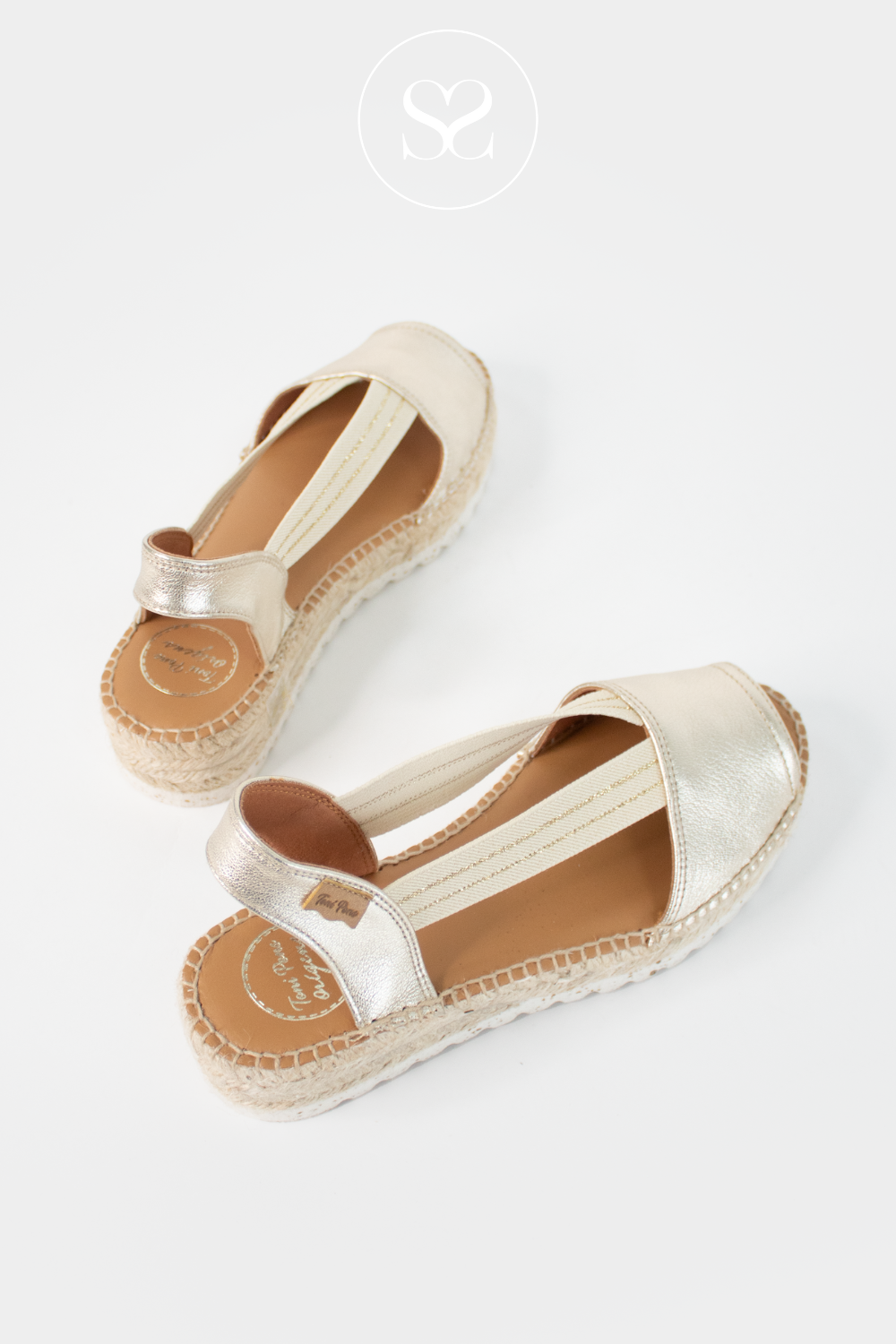 TONI PONS ESTEL GOLD LOW WEDGE ESPADRILLE SLINGBACK SANDAL