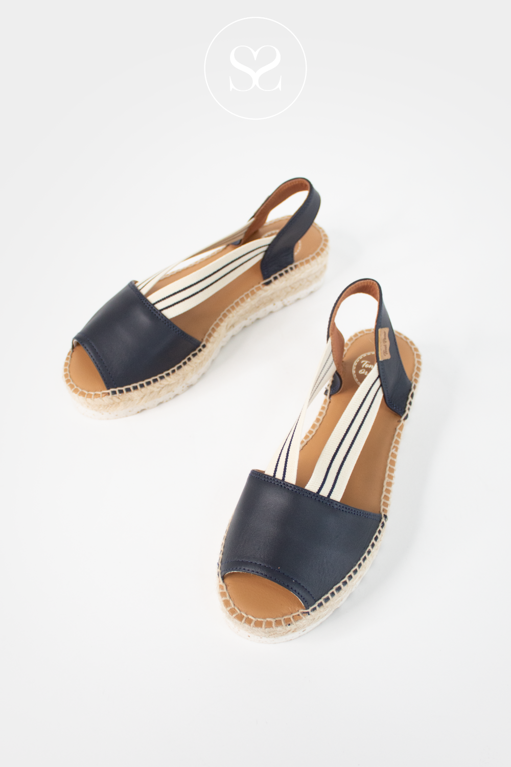 TONI PONS ESTEL NAVY LOW WEDGE ESPADRILLE SLINGBACK SANDAL