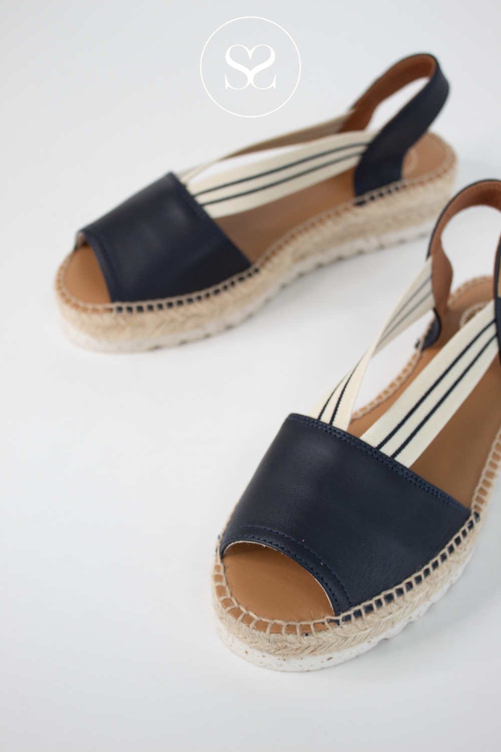TONI PONS ESTEL NAVY LOW WEDGE ESPADRILLE SLINGBACK SANDAL