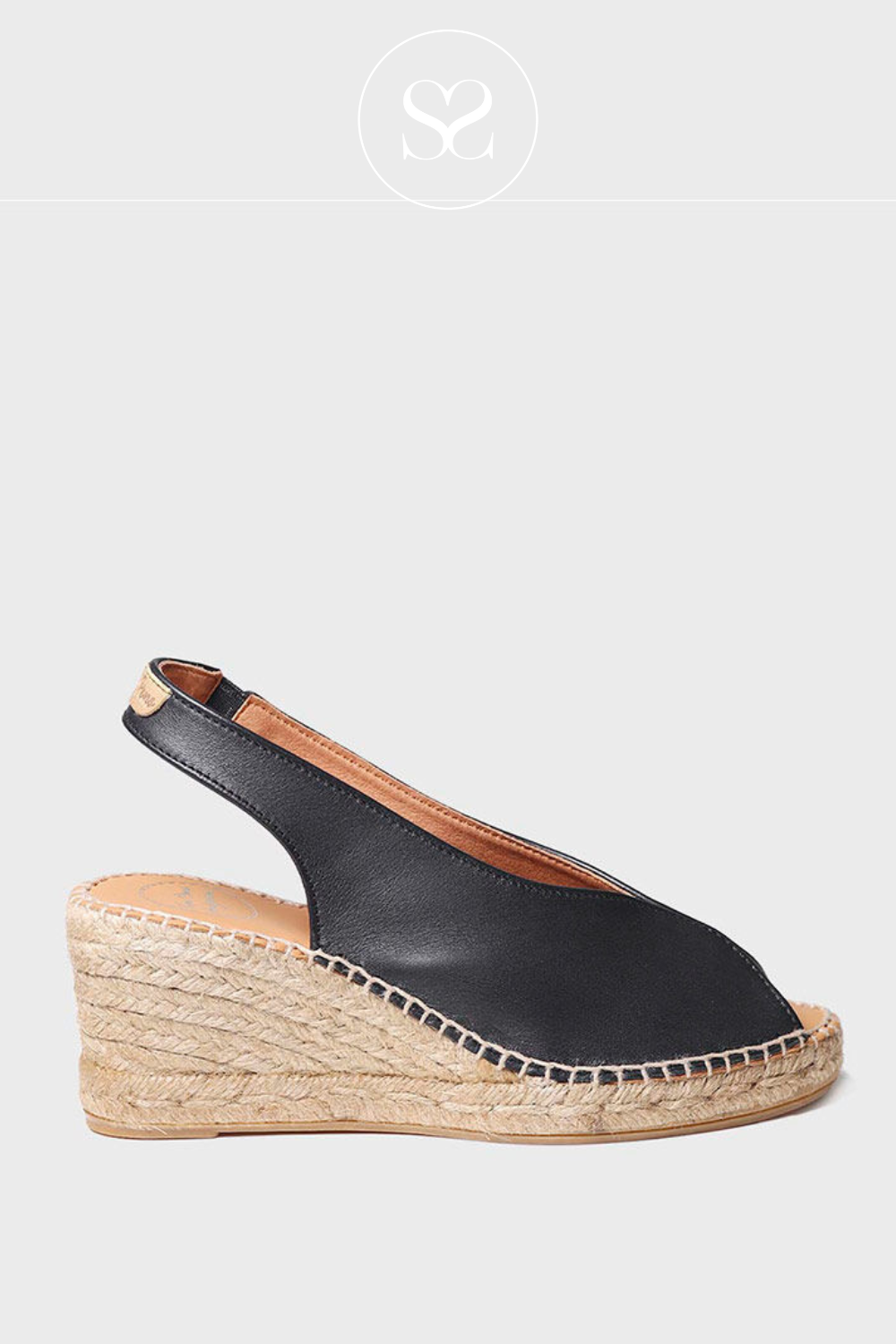 TONI PONS LAILA BLACK LEATHER HIGH WEDGE PEEP TOE ESPADRILLE SOLE