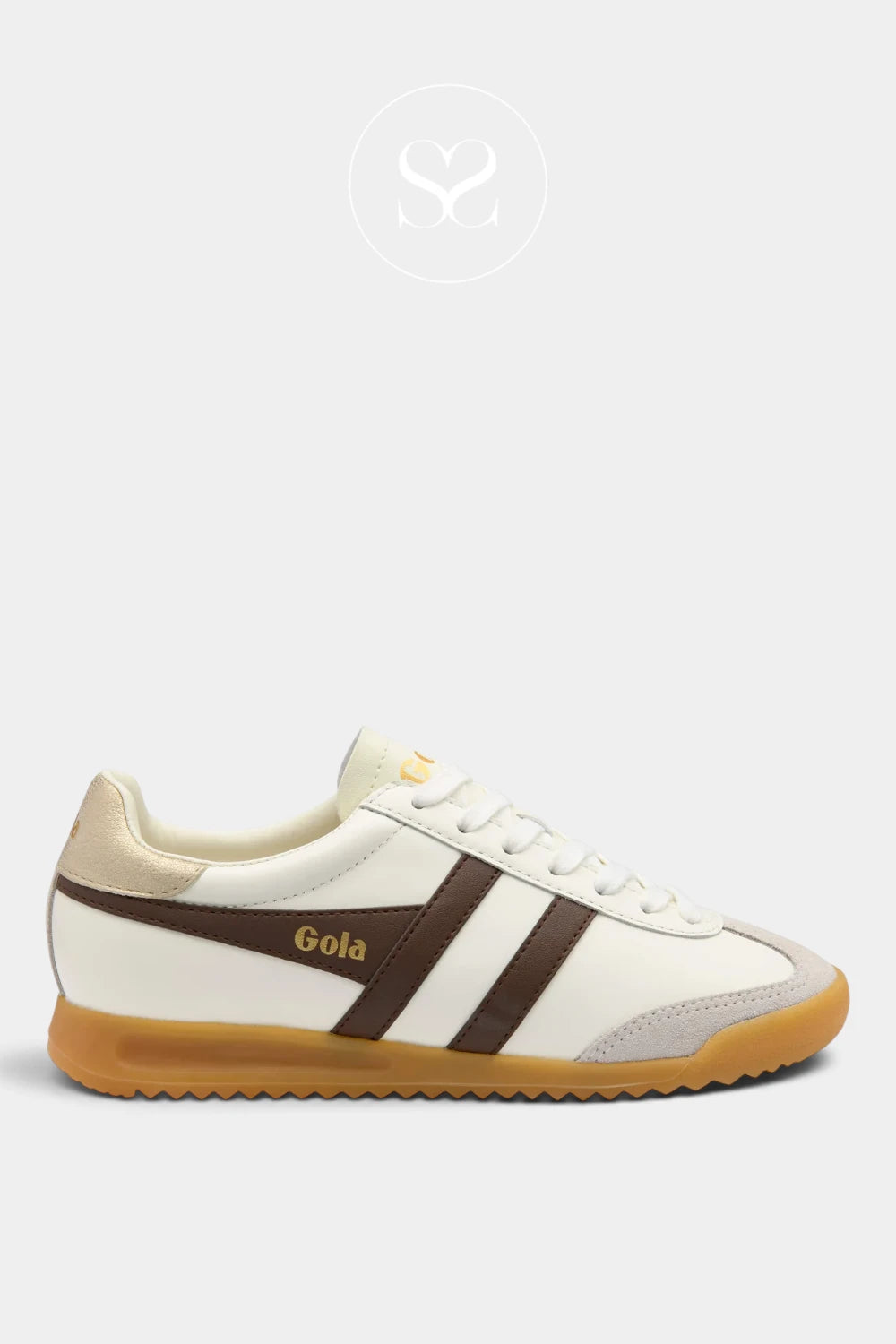 Gola Retro White & Dark Brown Trainers - Torpedo CLB622WT for women _ireland