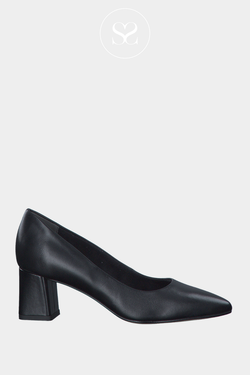 Tamaris black leather heeled pumps