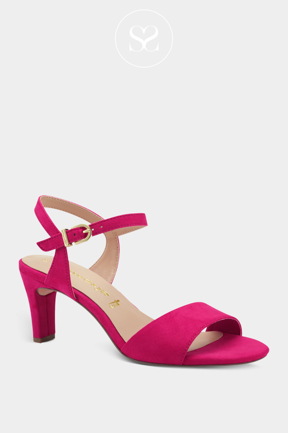 TAMARIS 1-28028-42 PINK LOW HEELED SANDALS WITH ADJUSTABLE ANKLE STRAP