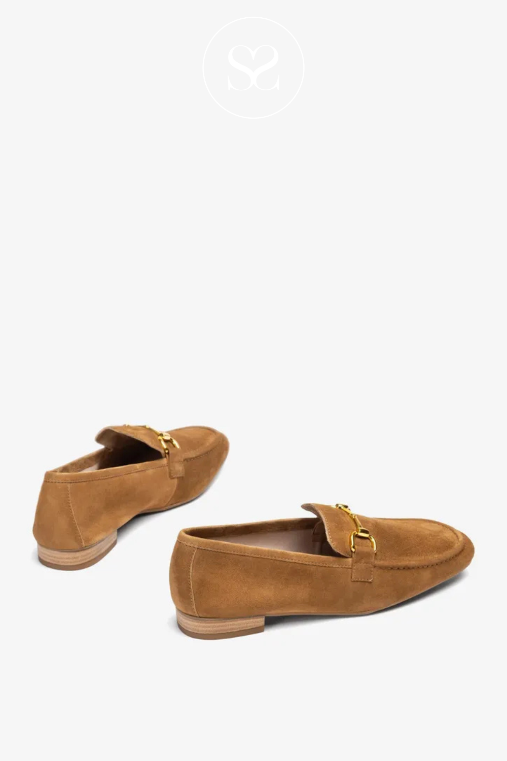 Camel suede Unisa Belgi loafers. Spanish leather flat comfortable shoes. Tan suede, gold chain buckle. Slip on shoe. Comfortable work shoes.