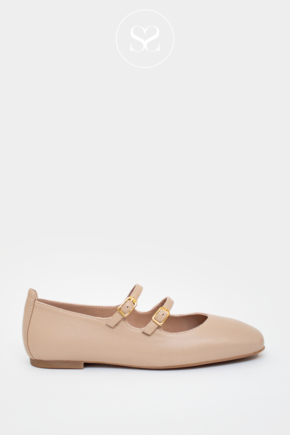 UNISA BERLEY NUDE LEATHER DOUBLE STRAPPED PUMPS