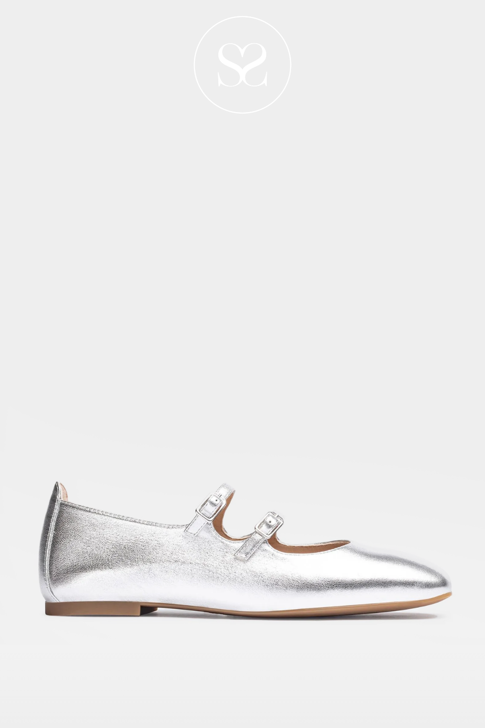 UNISA BERLEY SILVER LEATHER DOUBLE STRAPPED PUMPS