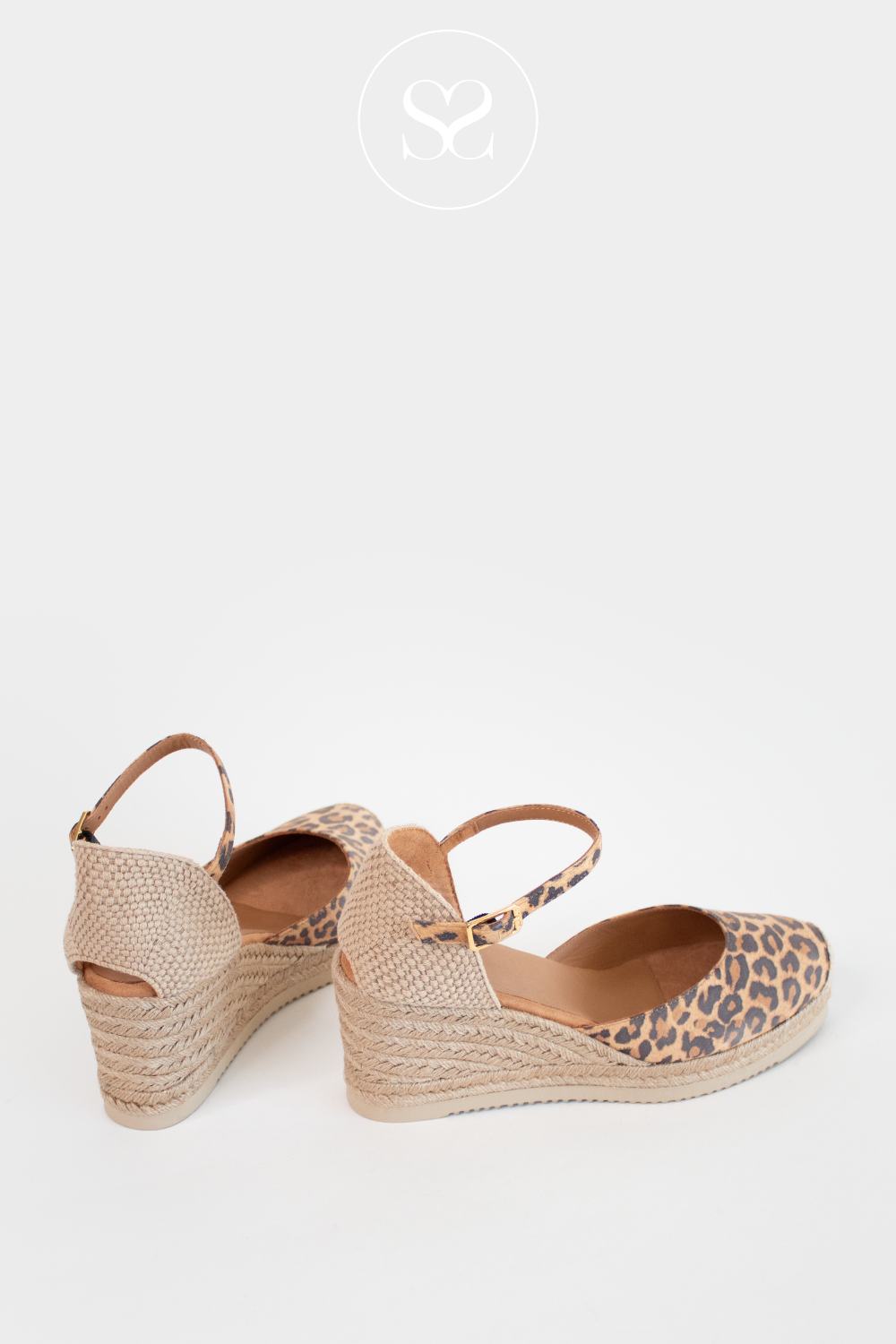 UNISA CACERES LEOPARD LEATHER WEDGE ESPADRILLE SANDALS