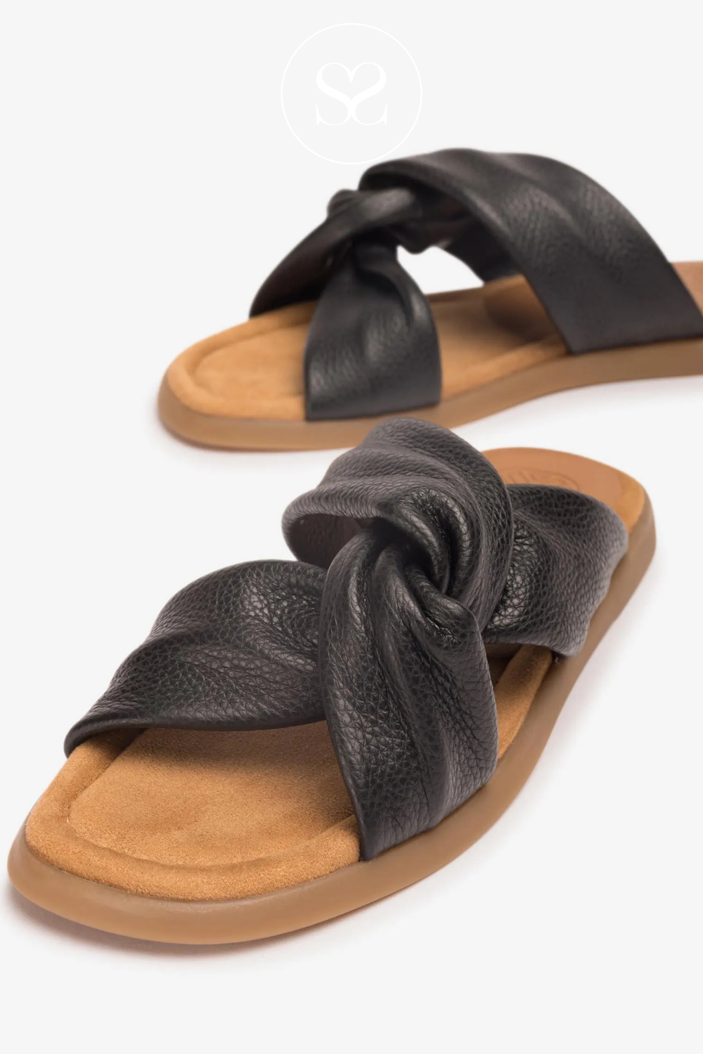 UNISA CAMBY SUMMER SLIDER SANDALS WITH BLACK KNOT DETAIL