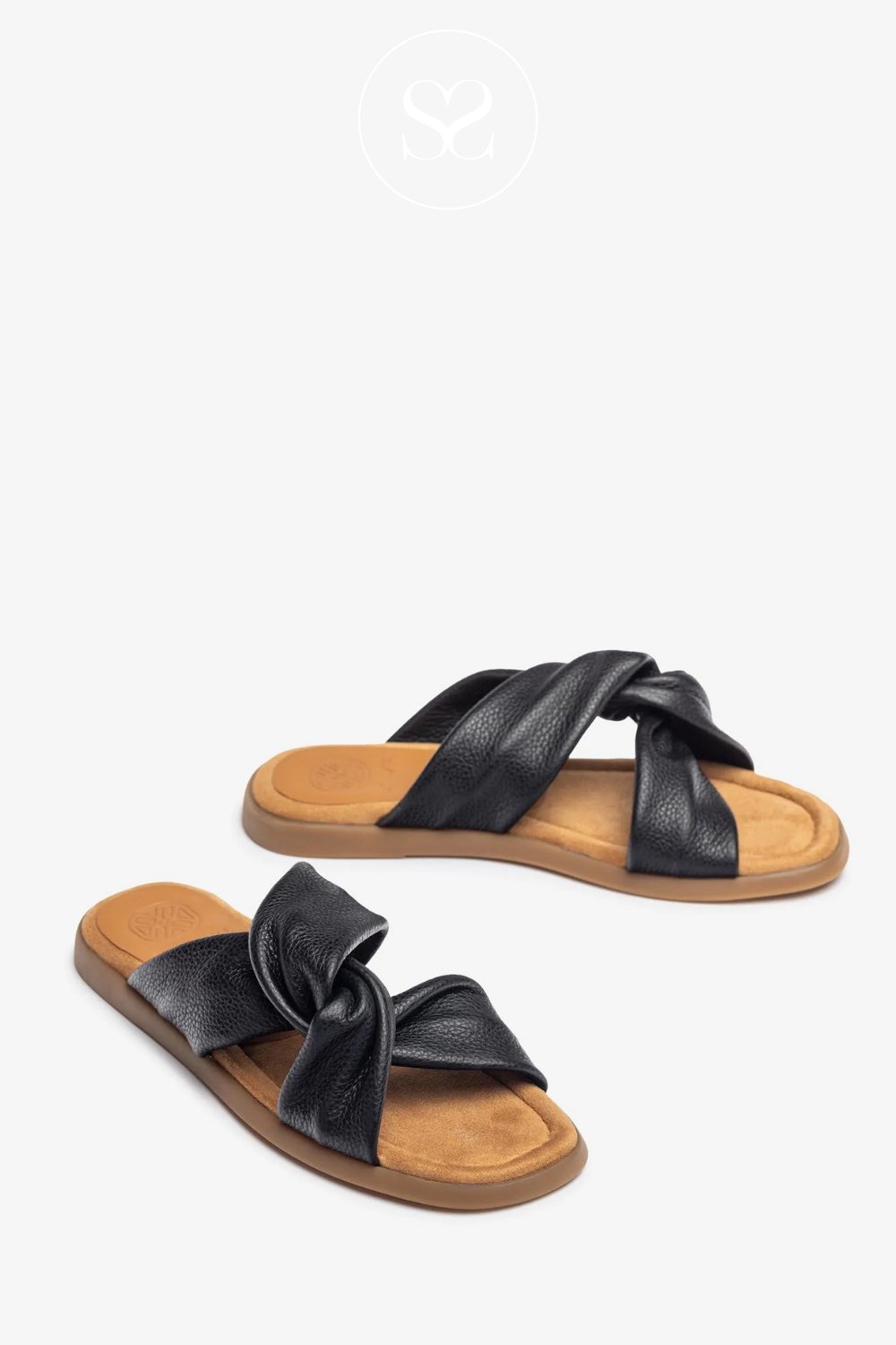 UNISA CAMBY BLACK LEATHER WITH TAN SUEDE BASE. SMART CASUAL SUMMER SANDALS