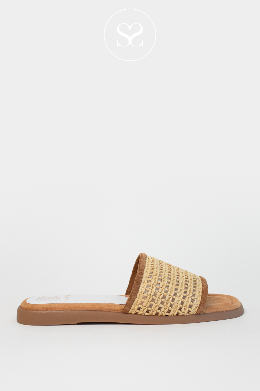 UNISA CHEEK FLAT TAN AND CREAM SUMMER SLIDER SANDALS