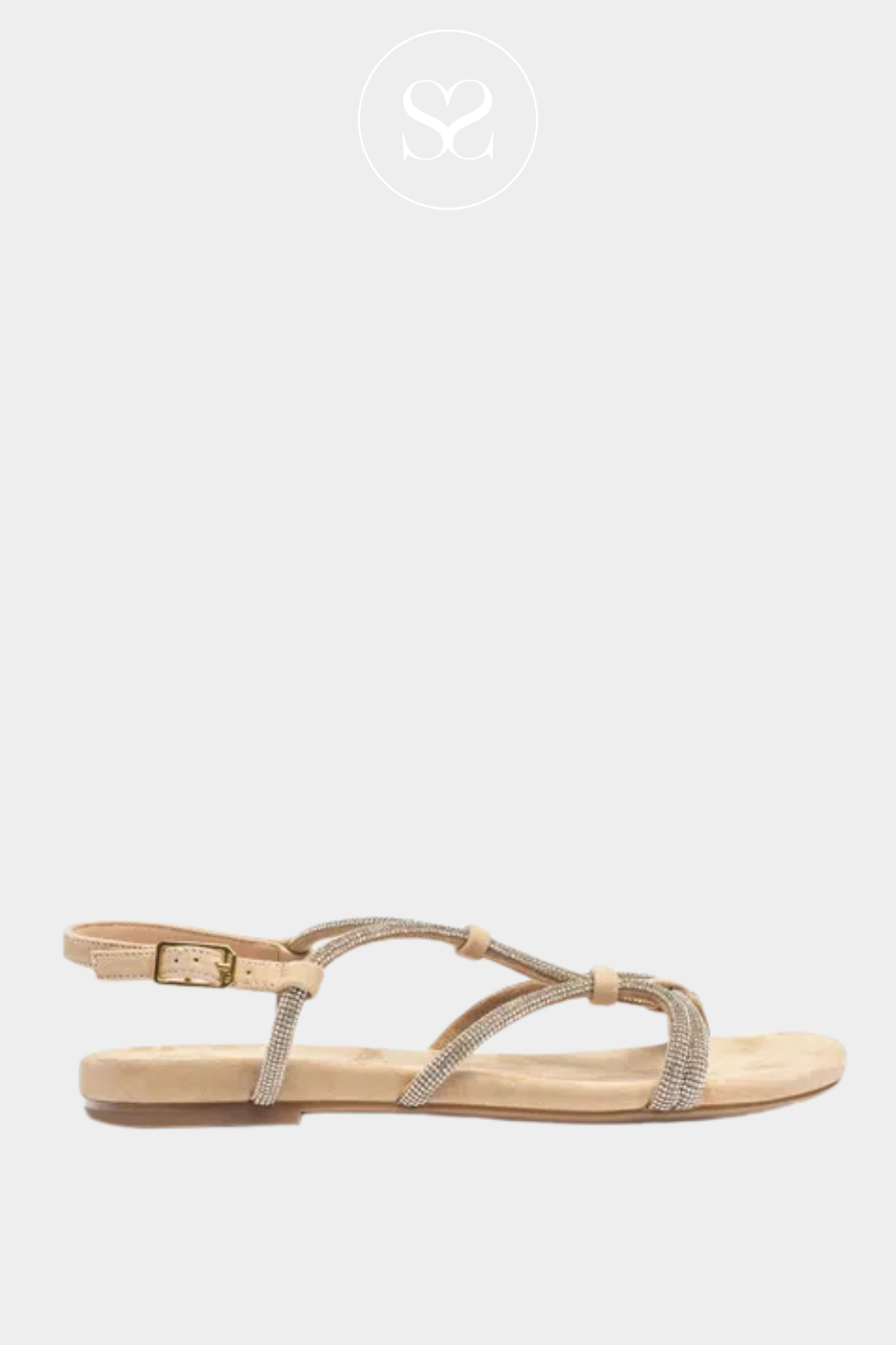 UNISA COOPER GOLD NEUTRAL GLITZY OCCASION FLAT SANDALS
