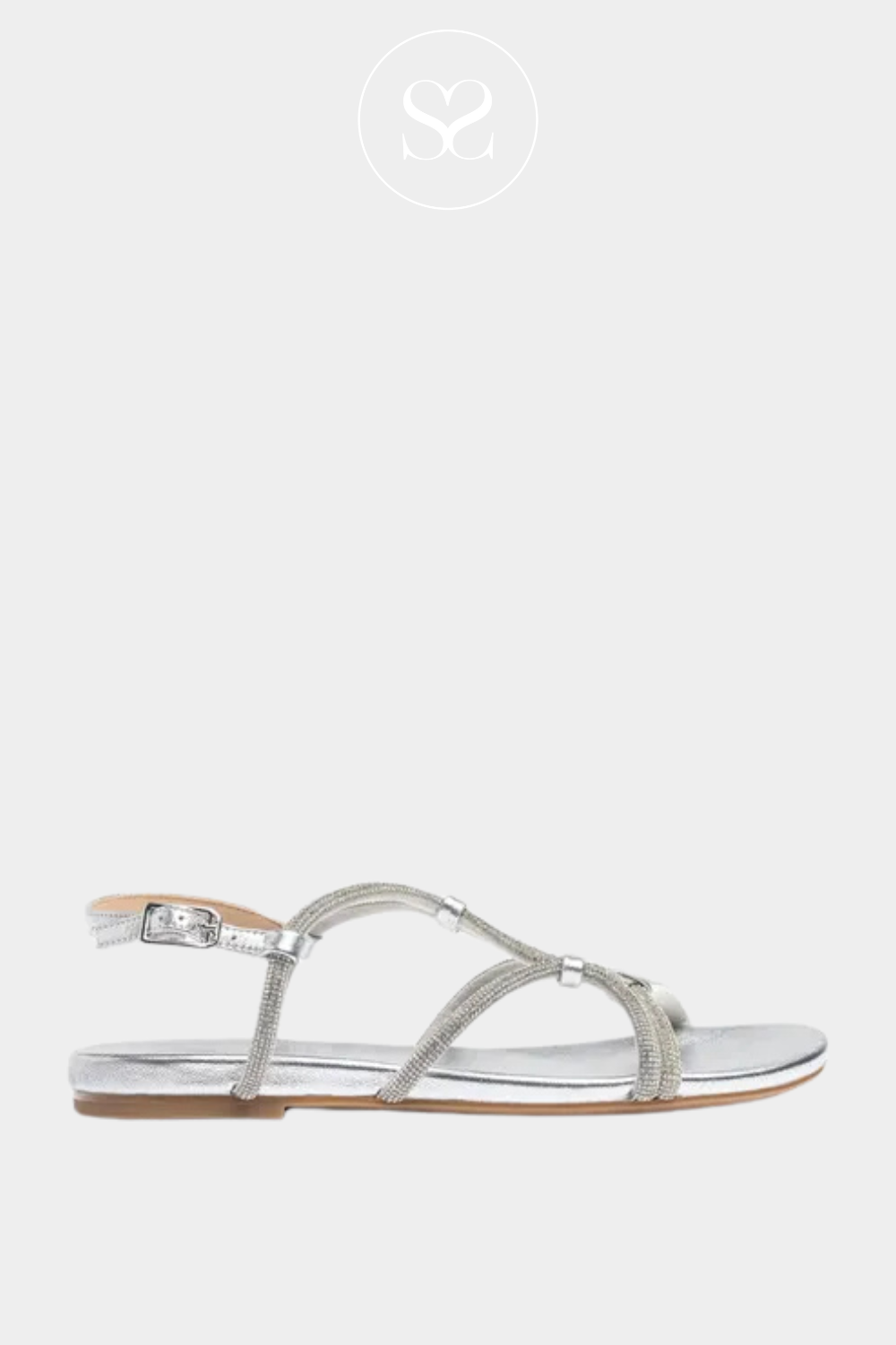 UNISA COOPER SILVER GLITZY FLAT STRAPPY SUMMER SANDALS