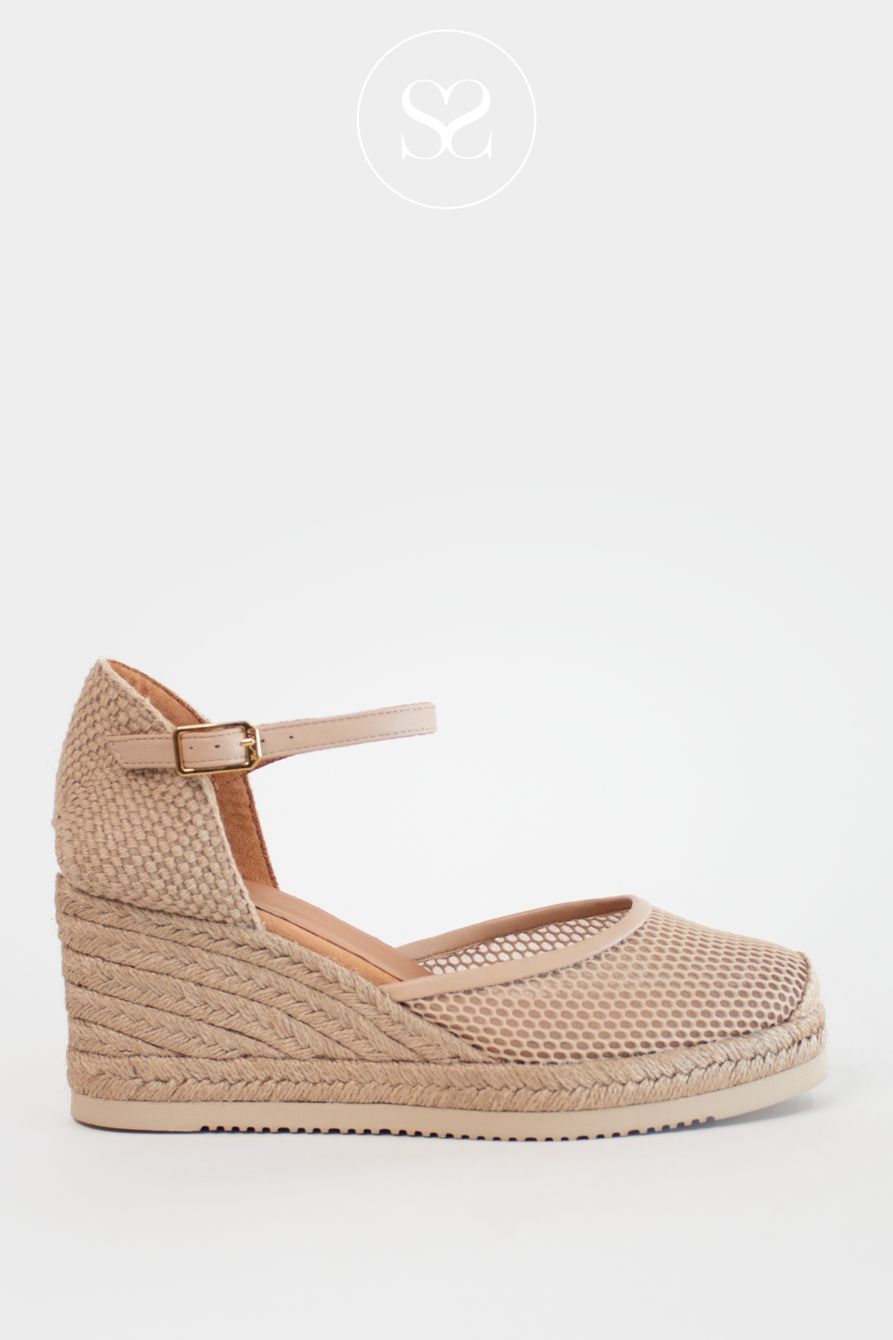 UNISA COREBO NUDE LEATHER WEDGE ESPADRILLE SANDALS