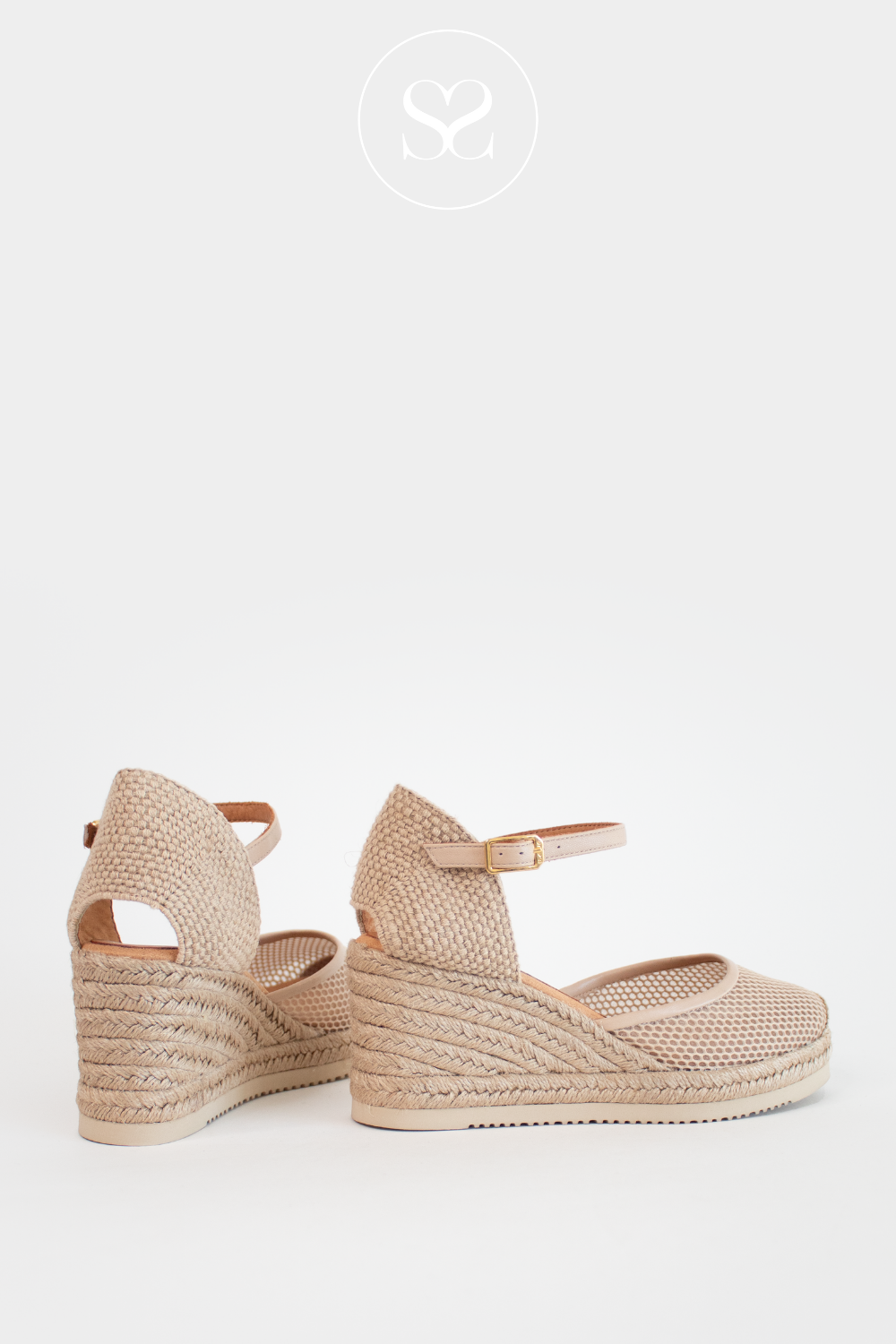 UNISA COREBO NUDE LEATHER WEDGE ESPADRILLE SANDALS