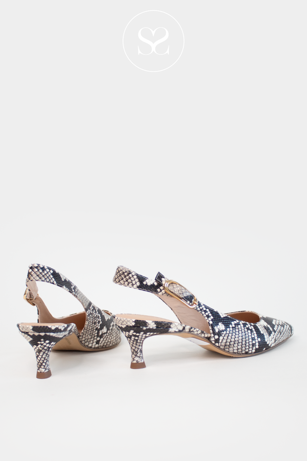 UNISA IBON KITTEN HEEL SLINGBACK SHOE IN SNAKEPRINT WITH ADJUSTABLE STRAP