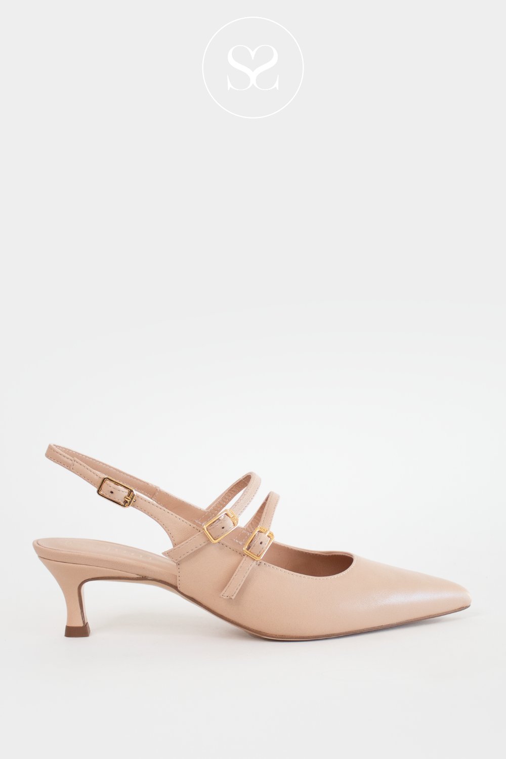 UNISA INAZAR NUDE LEATHER SLINGBACK KITTEN HEELS