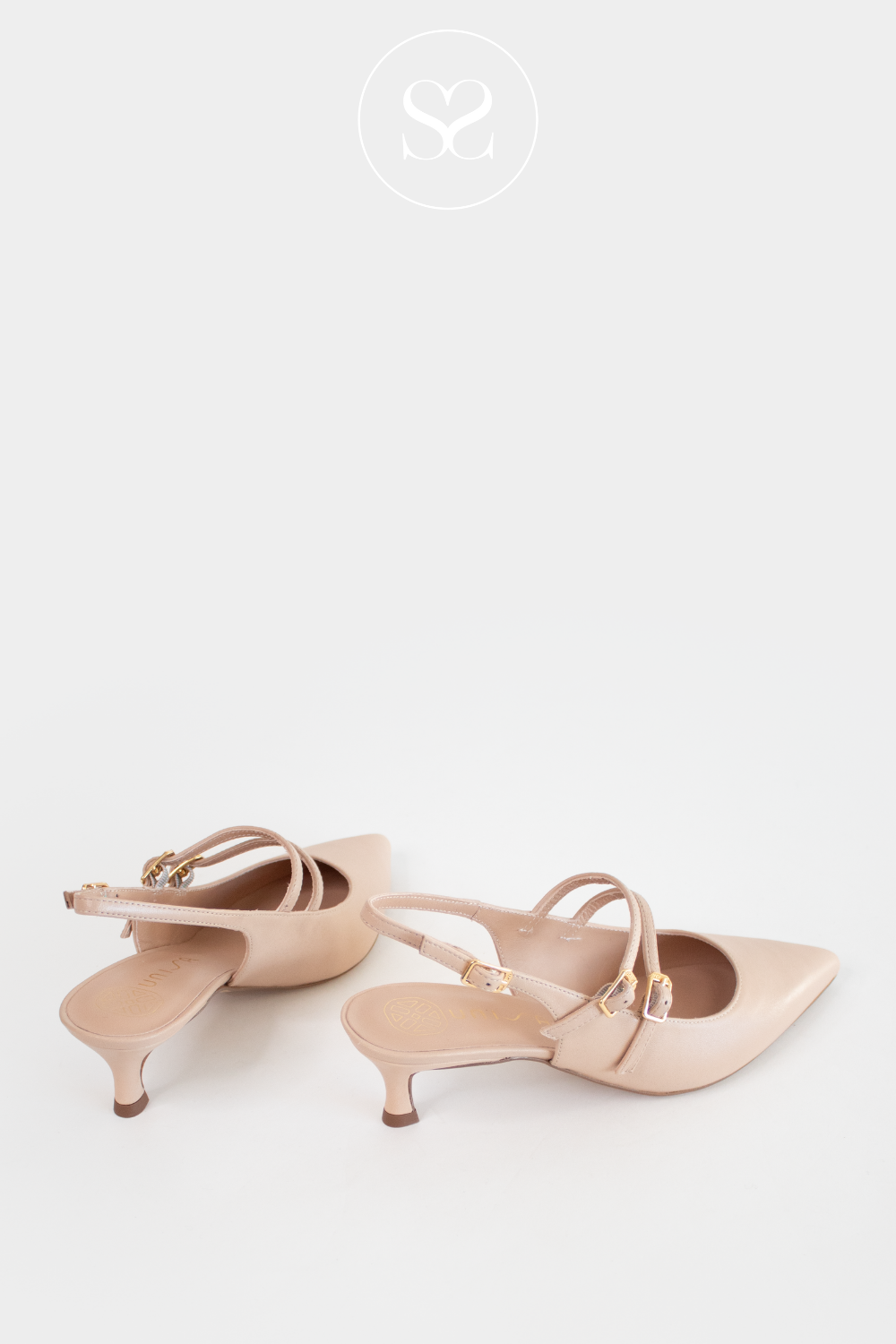 UNISA INAZAR NUDE LEATHER SLINGBACK KITTEN HEELS