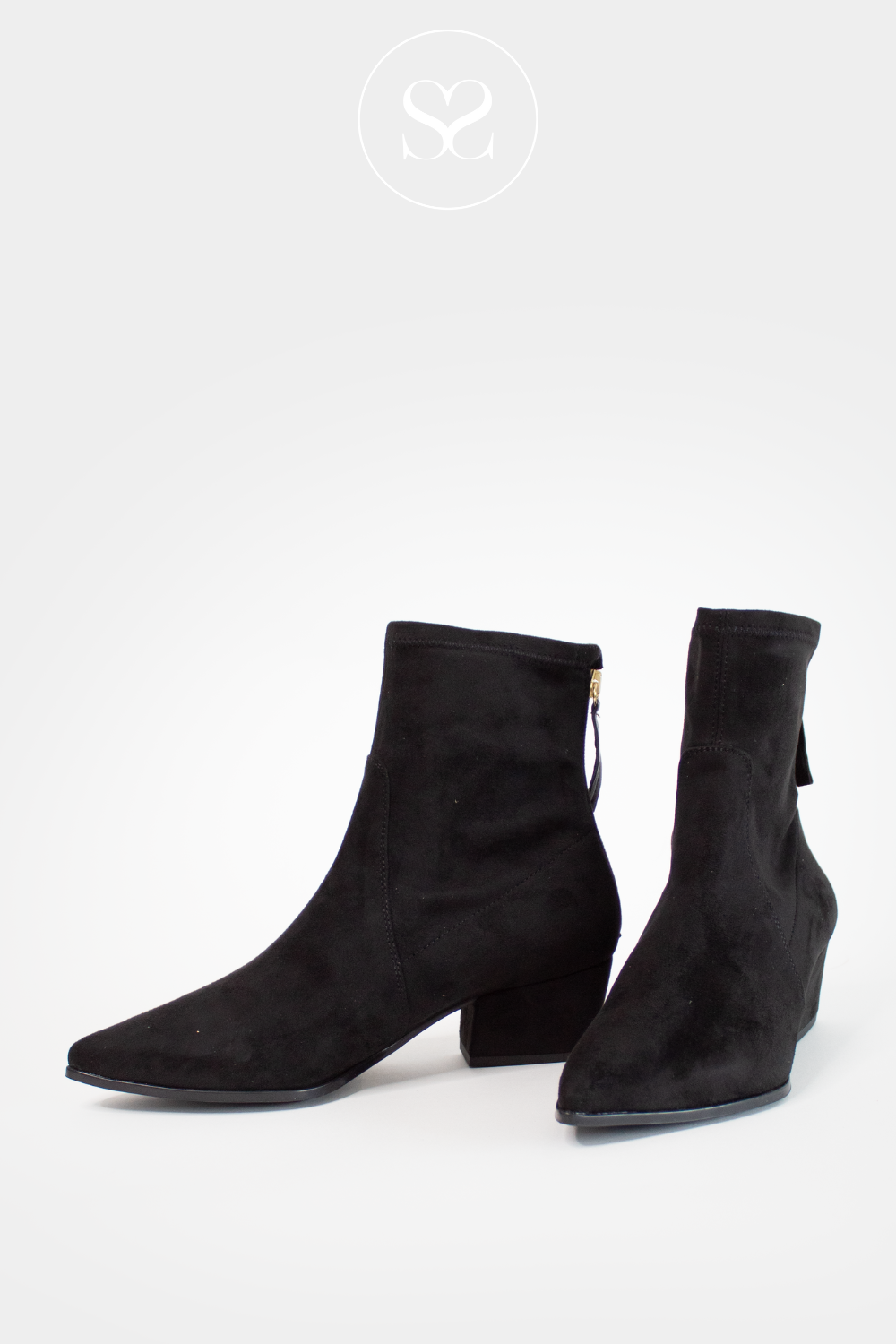 UNISA JAKE BLACK SUEDE WESTERN STYLE BLOCK HEEL BOOTS