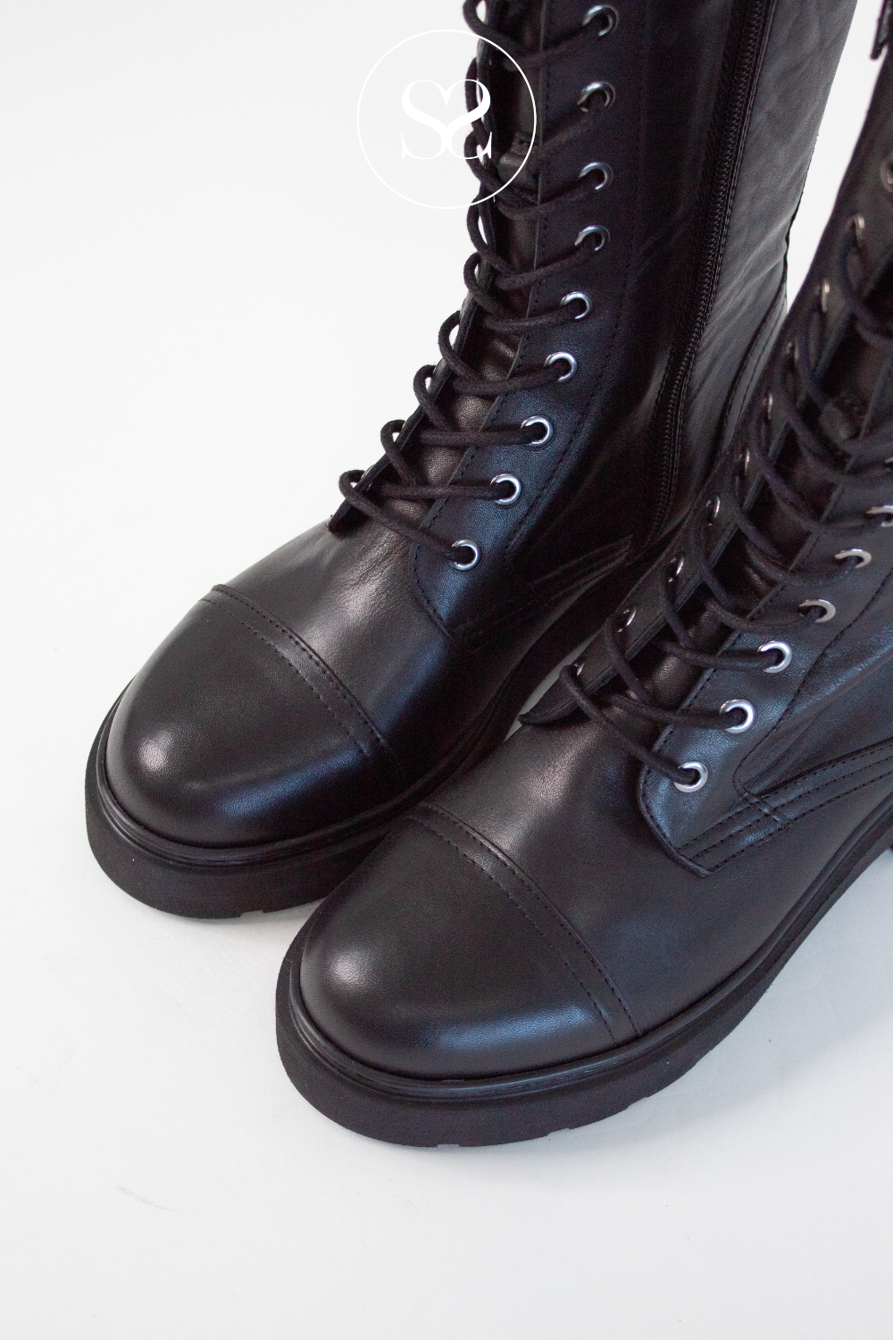 UNISA JORDAO BLACK LEATHER MILITARY  BOOTS