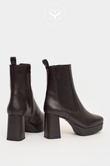 BLACK LEATHER BLOCK HEEL BOOTS FOR WOMEN FROM UNISA - MARLOW