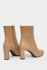 NEUTRAL BLOCK HEEL ANKLE BOOTS FOR WOMEN 