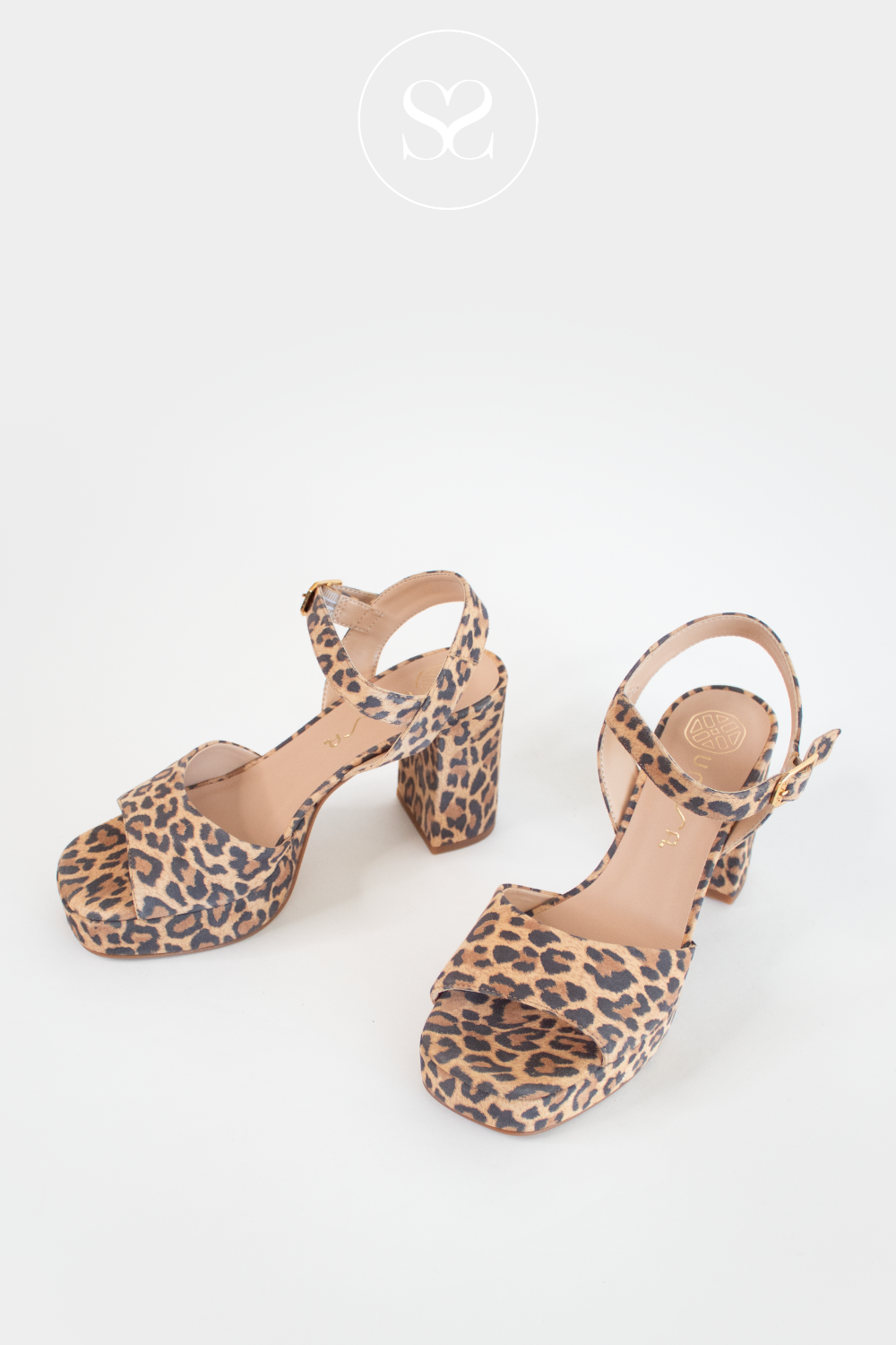 UNISA ODRAN LEOPARD PRINT BLOCK HEEL SANDALS