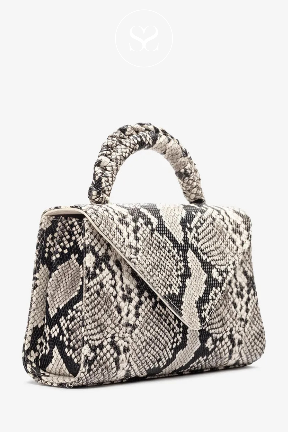 UNISA ZCHIARA SNAKEPRINT HANDHELD SMALL HANDBAG. ENVELOPE STYLE
