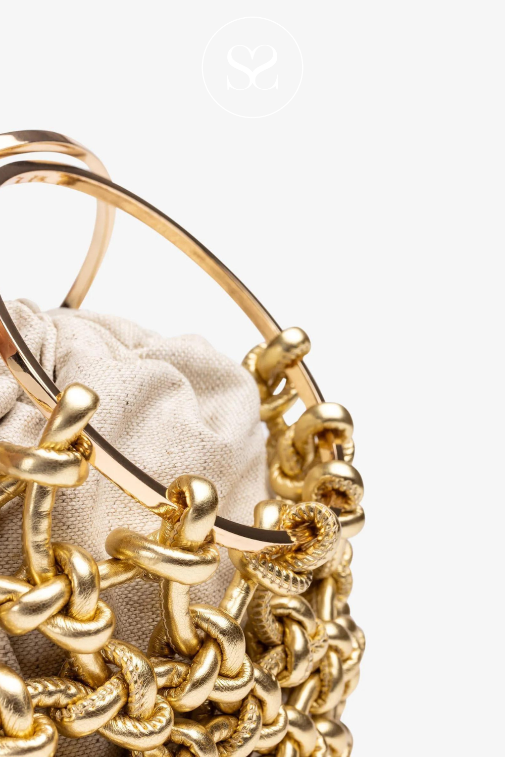 unisa gold bag - handles closeup