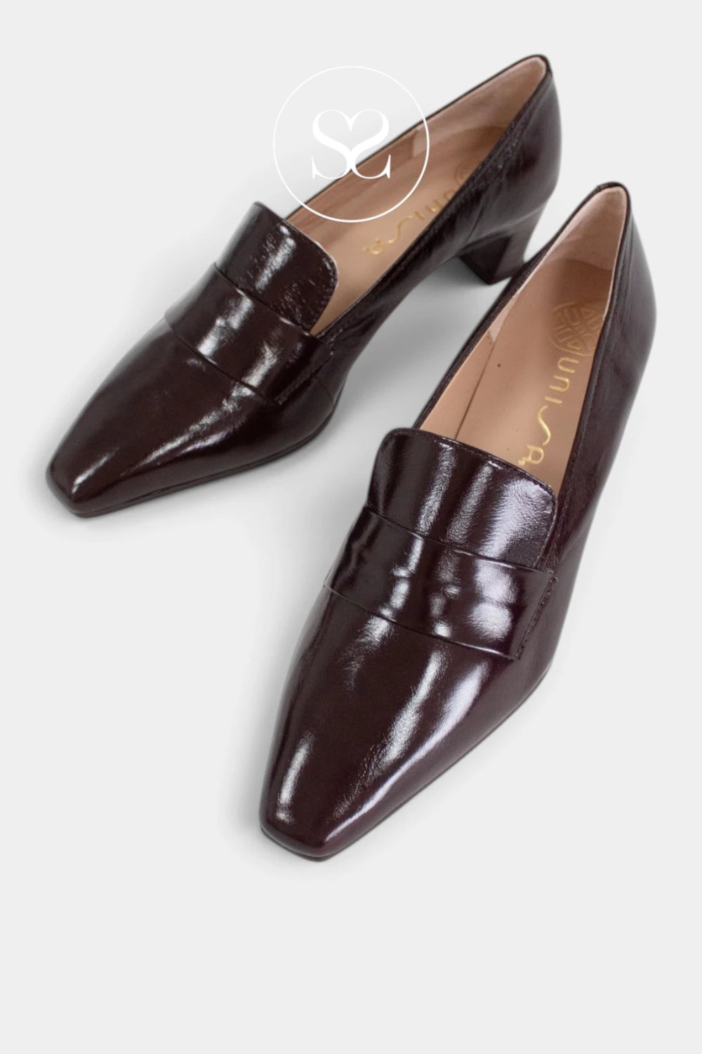 Unisa Brown Patent Low Heel - Kazka