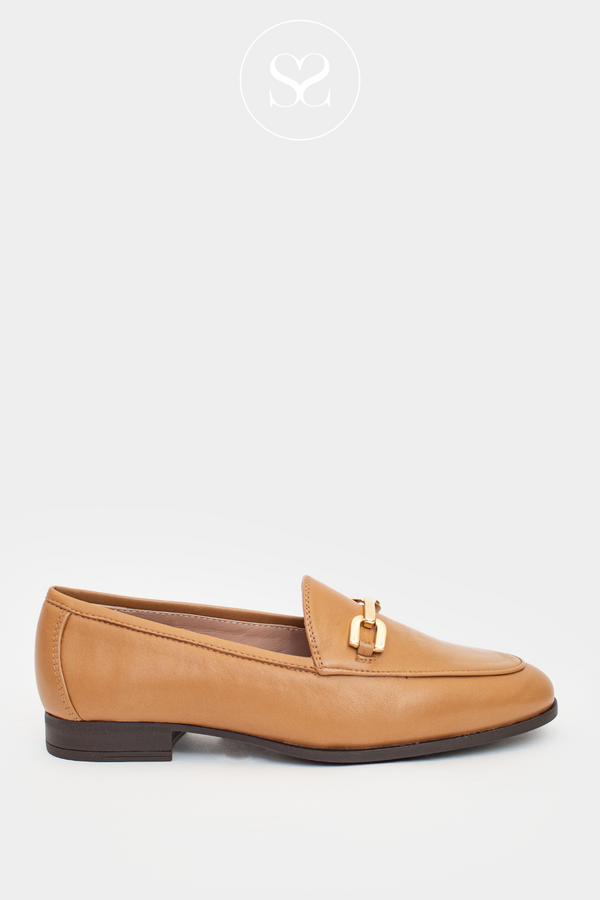Unisa Daimiel camel leather loafers for women