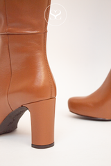 Brown block heel boots for Women 