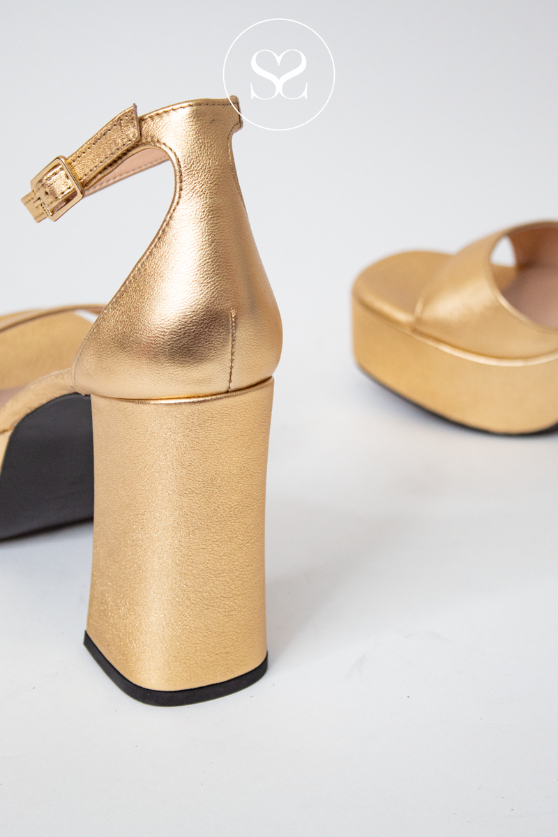 Gold Block Heel Sandals