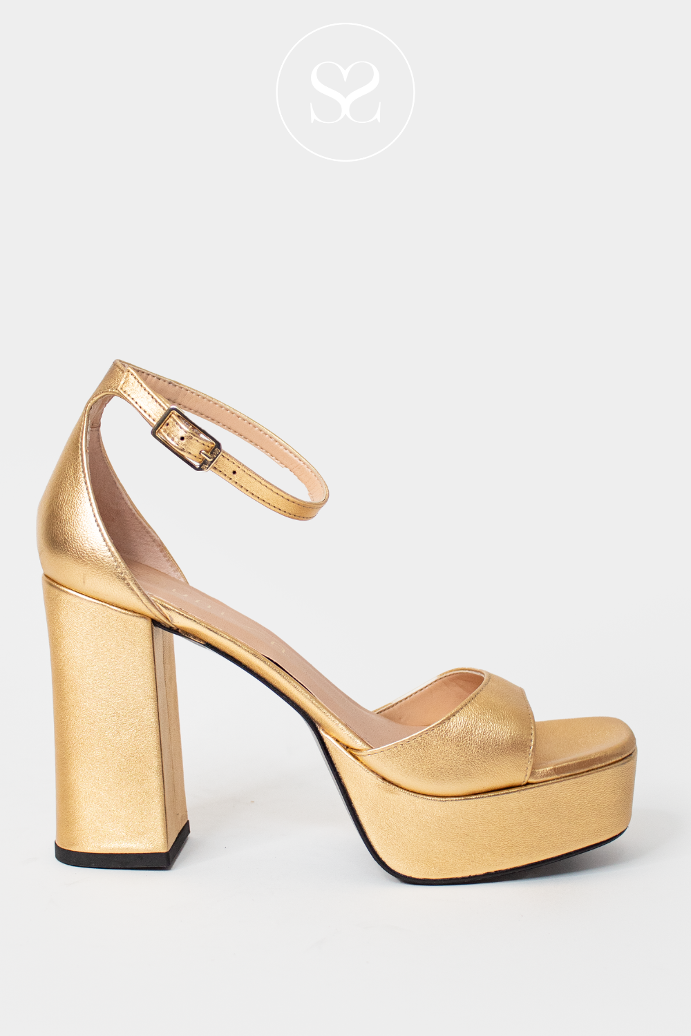 Xion Champagne Metallic Stiletto Heel Platform Sandal