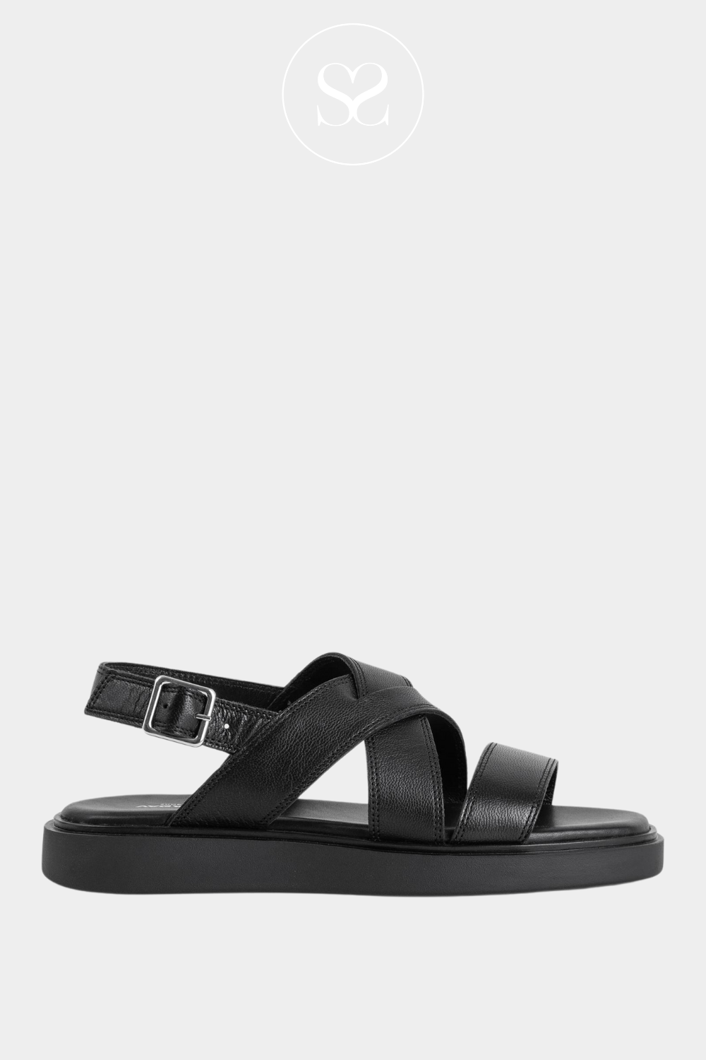 VAGABOND CONNIE BLACK LEATHER ADJUSTABLE ANKLE STRAP SANDALS