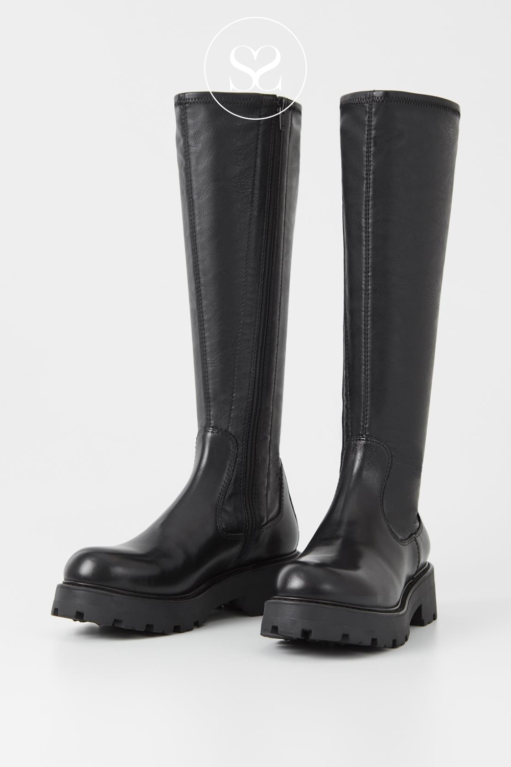 VAGABOND COSMO 5249-002 BLACK LEATHER CHUNKY KNEE HIGH BOOTS