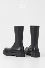 VAGABOND COSMO 502 BLACK LEATHER SOCK MILITARY CHUNKY SOLE BOOTS