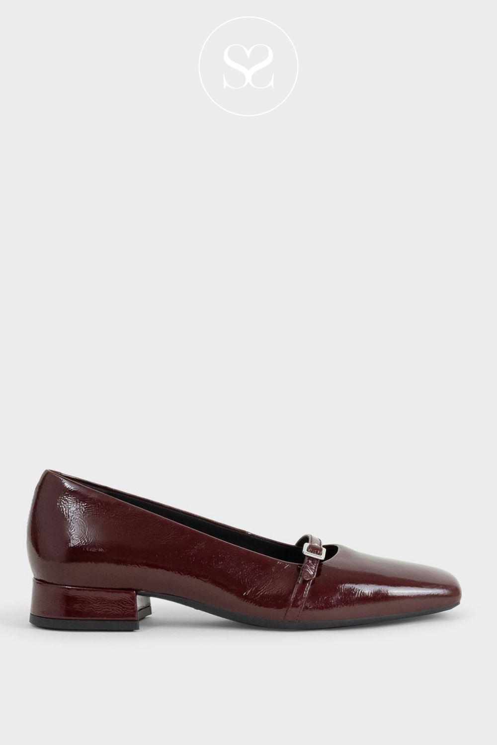 VAGABOND DEBBI 5818-160 PATENT WINE LEATHER BLOCK HEEL PUMPS