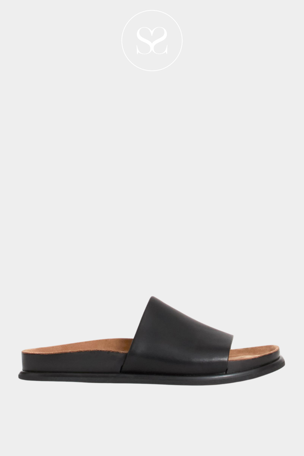 VAGABOND EFFIE BLACK LEATHER SLIP-ON STYLE SANDALS