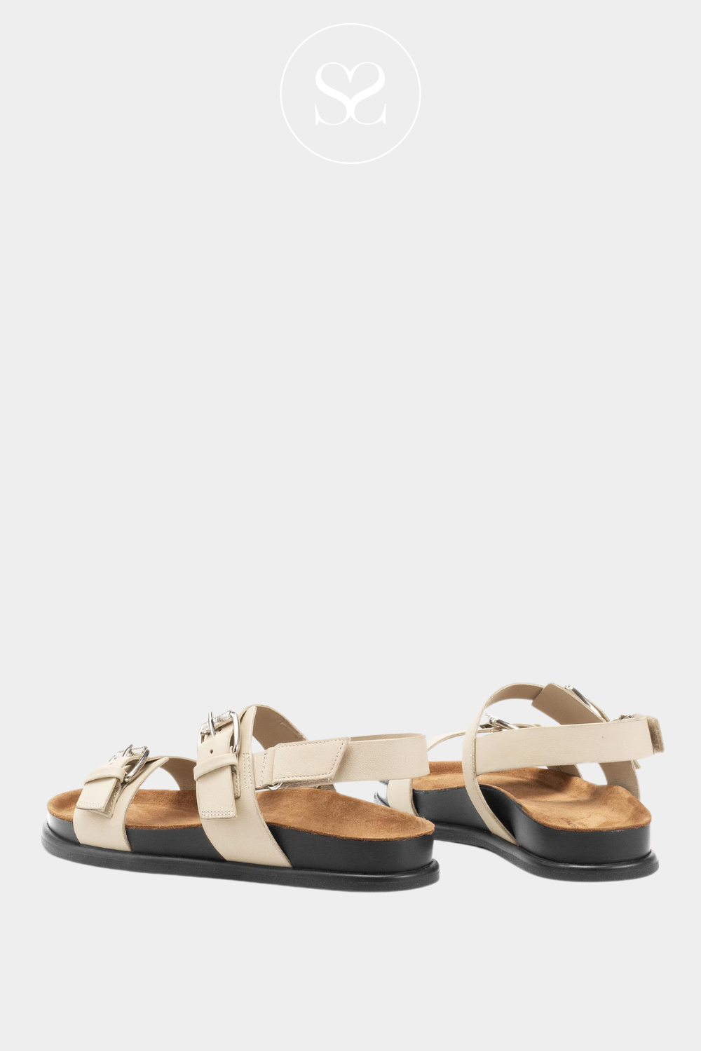 VAGABOND EFFIE OFF WHITE LEATHER VELCRO STRAP ROUNDED TOE SANDALS