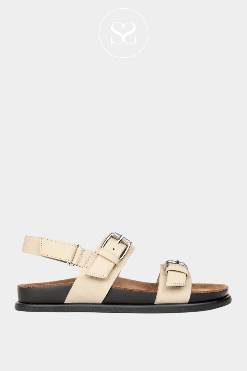 VAGABOND EFFIE OFF WHITE LEATHER ADJUSTABLE STRAP SANDALS