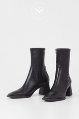 VAGABOND HEDDA BLACK LEATHER SOCK BOOTS WITH A BLOCK HEEL AND INSIDE ZIP- TAKING YOU FROM DAY TO NIGHT