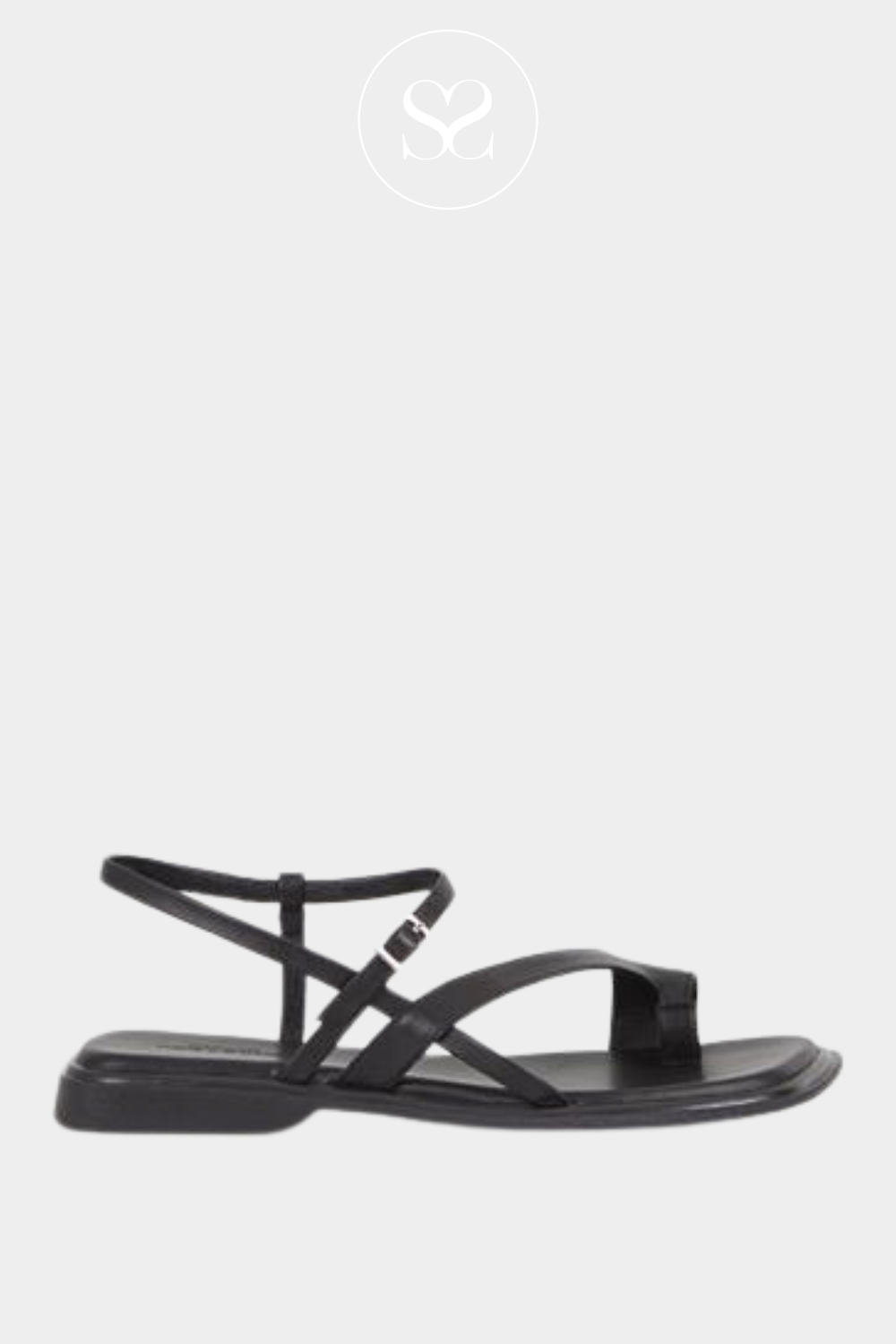 VAGABOND IZZY BLACK LEATHER ADJUSTABLE ANKLE STRAP SANDALS