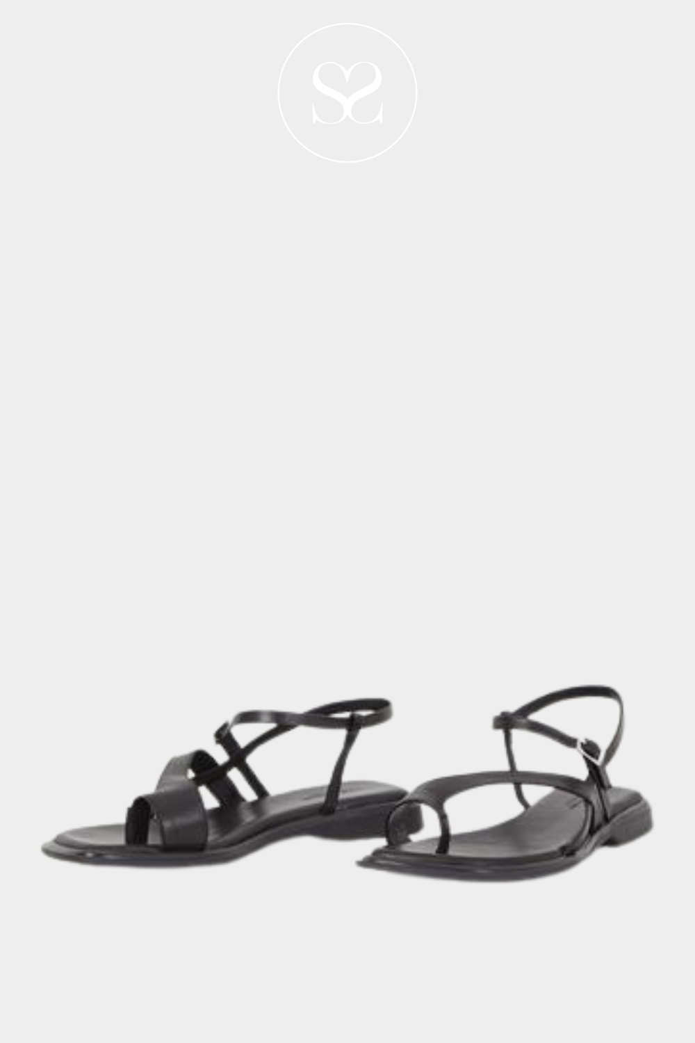 VAGABOND IZZY BLACK LEATHER TOE-POST SANDALS 