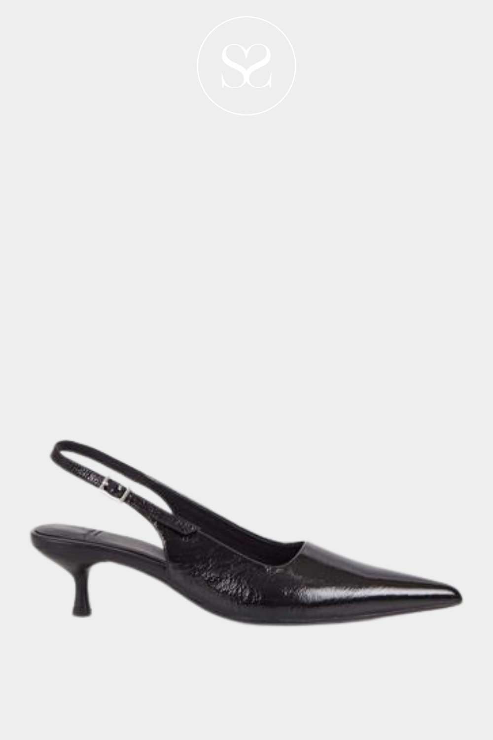 VAGABOND LYKKE BLACK LEATHER SLINGBACK SHOE WITH OINTED TOE 