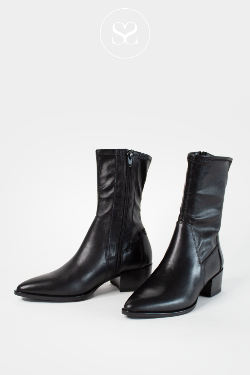Marja black leather boots shop