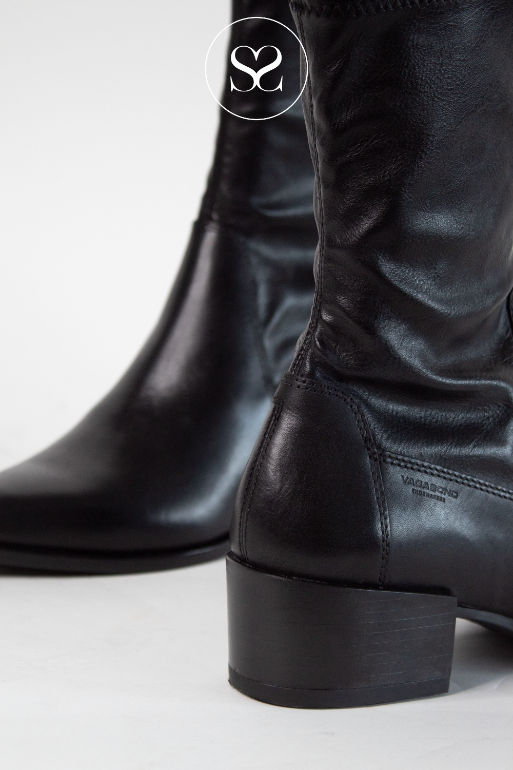 Vagabond marja black leather western pointed ankle boots outlet