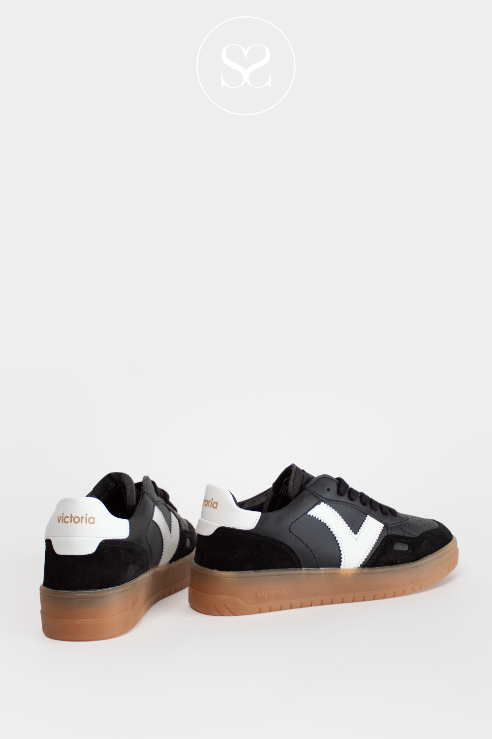 VICTORIA 1257126 BLACK/WHITE  LEATHER FLATFORM TRAINERS. VICTORIA CHUNKY SNEAKERS IRELAND