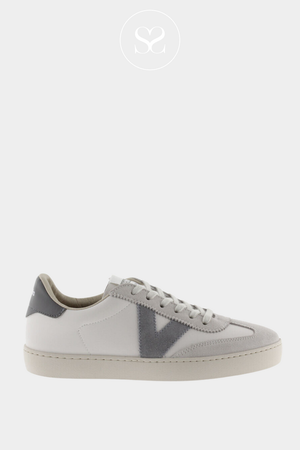 VICTORIA 1-126184 OFF WHITE/GREY SUEDE LACE TRAINER