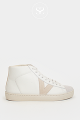 VICTORIA 1-26163 IVORY HIGH TOP TRAINERS WITH VICTORIA LOGO ON THE SIDE AND SUEDE TOE