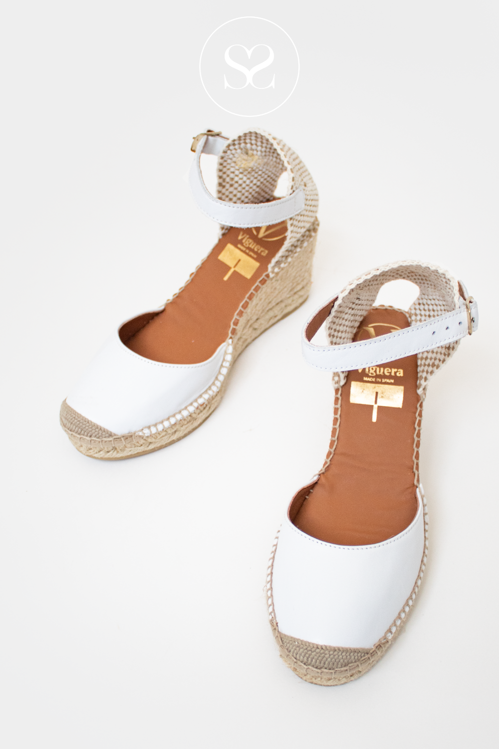 VIGUERA 1743 WHITE LEATHER ESPADRILLE LOW WEDGE 